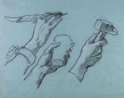 Three Studies of Hands, ca. 1876 av Thomas Couture