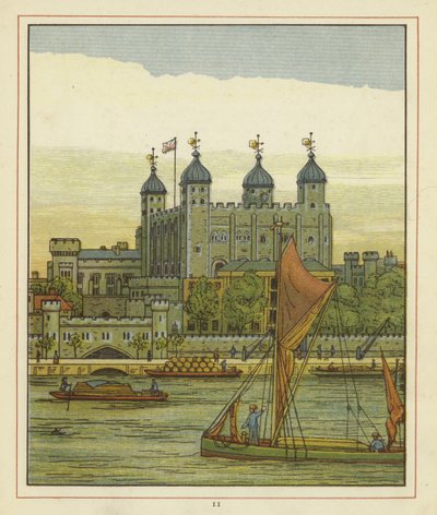 Båtar på Themsen med Tower of London bortom av Thomas Crane