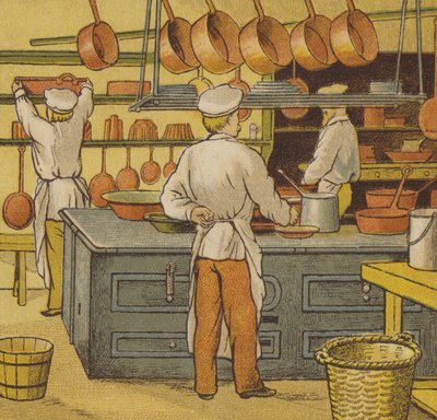 Caen: hotellets kök (färg litho) av Thomas Crane