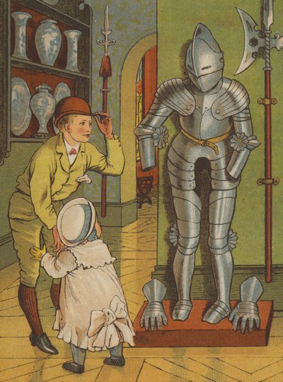 Paris: Mannen i rustning på Musee de Cluny (färg litho) av Thomas Crane