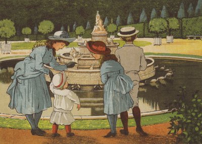 Paris: en dag i Versailles (färg litho) av Thomas Crane