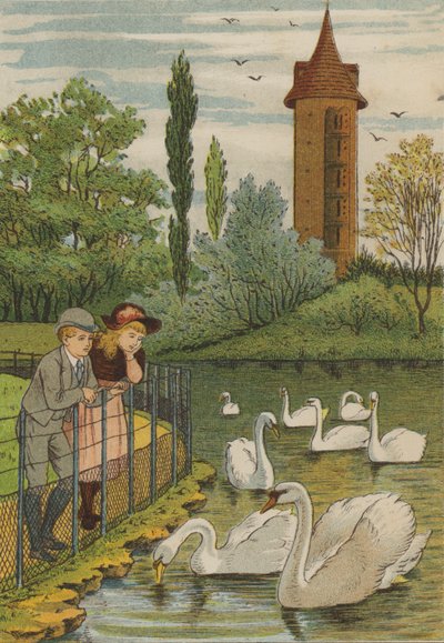 Paris: svanarna (färg litho) av Thomas Crane
