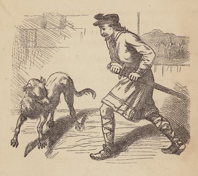 Llewellyn och hans hund (kolorerad gravyr) av Thomas Dalziel