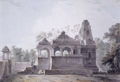 Ett hinduiskt tempel i fortet Rohtas, Bihar, av Thomas Daniell