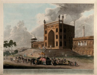 Östra porten till Jummah Musjid i Delhi av Thomas Daniell