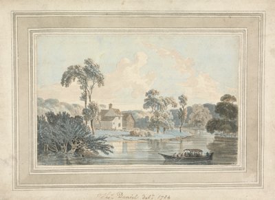 Bondgård, flod och pråm av Thomas Daniell