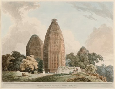 Hindutempel vid Bindrabund vid floden Jumna av Thomas Daniell