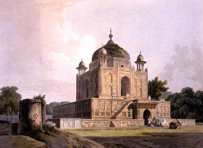Mausoleum of Sultan Purveiz, nära Allahabad, från "Oriental Scenery: Twenty Four Views in Hindoostan" av Thomas Daniell