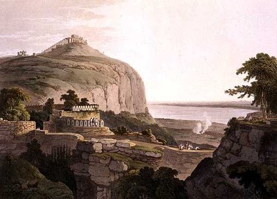 North West View of Rotas Ghur, Bahar, från "Oriental Scenery: Twenty Four Views in Hindoostan" av Thomas Daniell