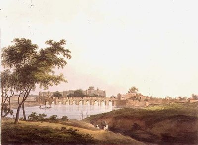 Bron vid Juonpore, Bengal, graverad av H. Merke (fl.1800-20) pub. av Edward Orme (1774-c.1820) 1804 (litho) av Thomas Daniell