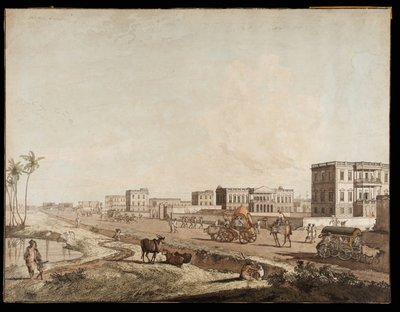 De nya byggnaderna i Chouringhee från Views of Calcutta, 1787 av Thomas Daniell
