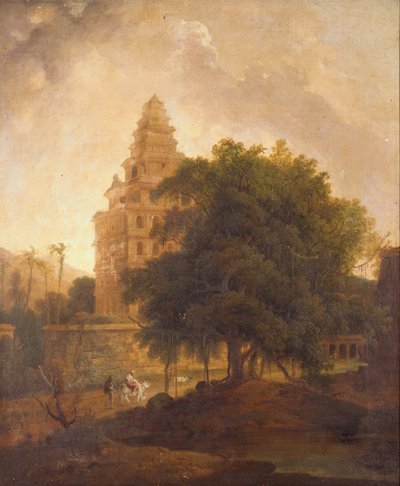 Resenärer på en stig vid Kalyan Mahal, Gingee, Tamil Nadu av Thomas Daniell