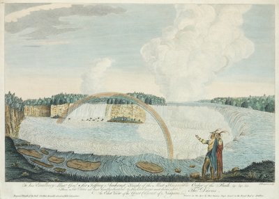 En östervy av den stora katarakten i Niagara, graverad av J. Fougeron, ca 1763-68 av Thomas Davies