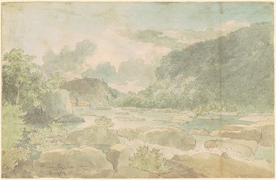 Harpers Ferry from Below, ca 1825-26 (penna och bläck med akvarell på papper) av Thomas Doughty