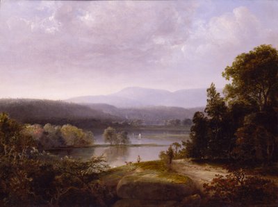 River View med jägare och hundar, ca. 1850. av Thomas Doughty