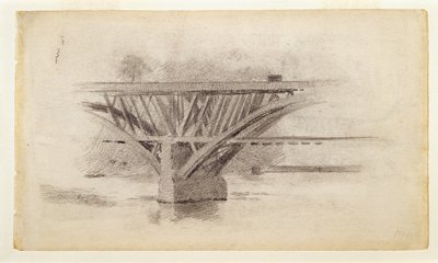 Teckning av Girard Avenue Bridge, på baksidan skiss av en åra av Thomas Eakins