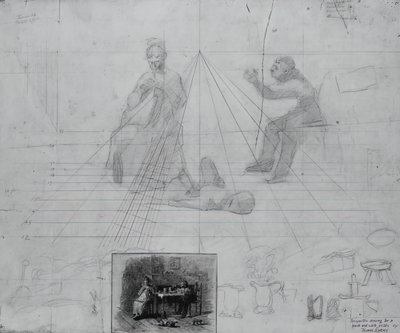 Untitled Perspective Study for Illustration for Magazine Story, Mr. Neelus Peelers villkor av Thomas Eakins