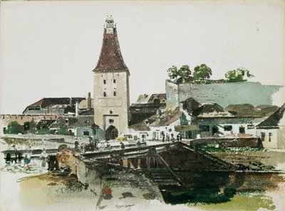 Wiener Tor-stadsporten i Krems (watercorlour) av Thomas Ender