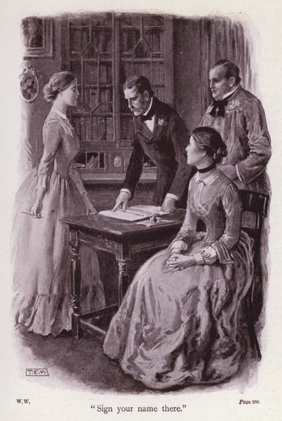 Illustration för The Woman in White av Wilkie Collins (litho) av Thomas Eyre Macklin