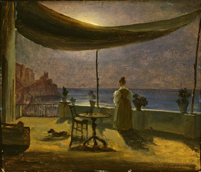 En terrass i Amalfi i månskenet av Thomas Fearnley