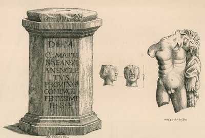 En piedestal och fragment av statyn av Herkules av romerskt hantverk av Thomas Fisher Hoxton