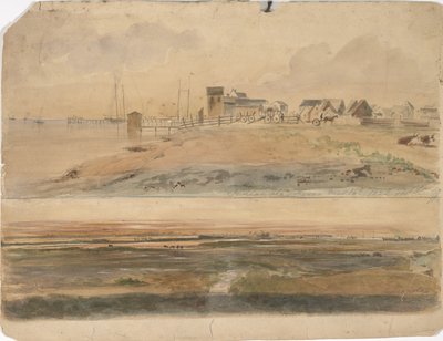 Indianola, Texas och Indianola med Lavaca Point in the Distance, 16 maj 1852 (akvarell på papper) av Thomas Flintoff