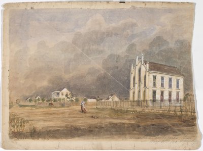 Masonic Hall, Matagorda, Texas, 21 maj 1852 (akvarell på papper) av Thomas Flintoff