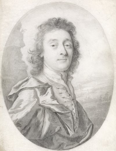 Porträtt av en man, 1699 (svart bly på veläng) av Thomas Forster