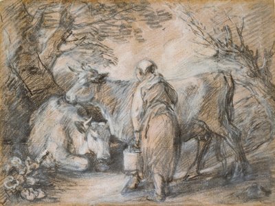 Mjölkpiga med två kor, mitten av 1700-talet av Thomas Gainsborough
