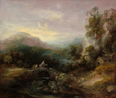 Bergslandskap med bro, ca. 17831784. av Thomas Gainsborough