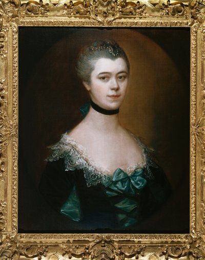 Porträtt av grevinnan av Sussex, bystlängd, i en blå klänning med svarta fasader av Thomas Gainsborough