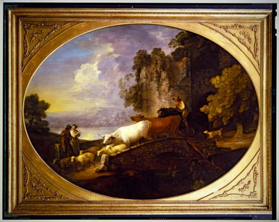 Flodlandskap med rustika älskare av Thomas Gainsborough