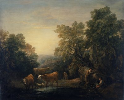 Klippigt landskap med Hagar och Ismael (olja på duk) av Thomas Gainsborough
