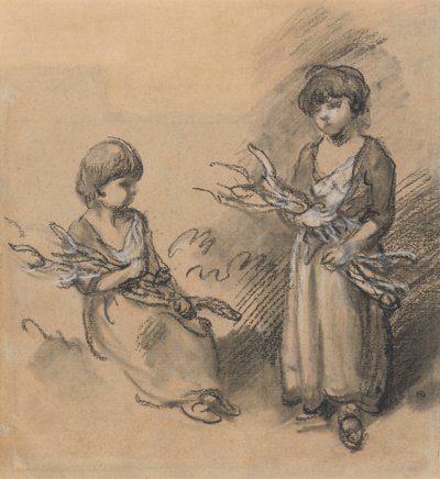 Studier av flickor som bär tjurar av Thomas Gainsborough