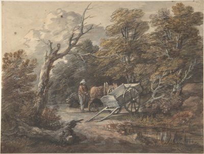 Skogsscen med en bonde, en häst och en kärra av Thomas Gainsborough
