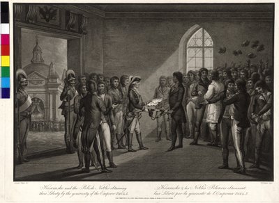 Tadeusz Kosciuszko och de polska aristokraterna röstar på tsar Paul I för att få tillbaka sin frihet av Thomas Gaugain