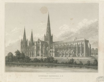 Lichfield Cathedral - South East View: gravyr, nd [c 1833] (tryck) av Thomas George Lomax