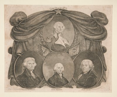 American Star, Washington, Jefferson, Madison och Adams av Thomas Gimbrede