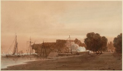 En båtvarv vid mynningen av en mynning av Thomas Girtin