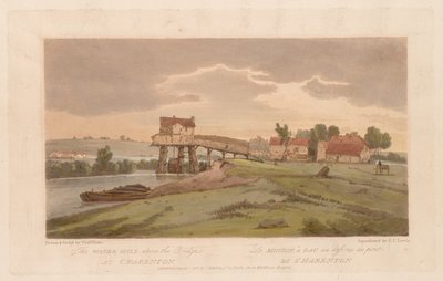 Ett urval av tjugo av de mest pittoreska vyerna i Paris: Vattenkvarnen ovanför bron vid Charenton av Thomas Girtin