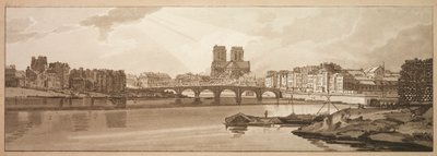 Ett urval av tjugo av de mest pittoreska vyerna i Paris: Vy över Pont de la Tournelle och Notre Dame tagen från Arsenalen av Thomas Girtin