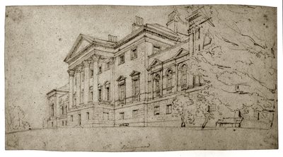 Harewood House, Yorkshire, ca 1798 (grafit på texturerat vävt papper) av Thomas Girtin