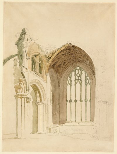 Melrose Abbey: Det östra fönstret av Thomas Girtin