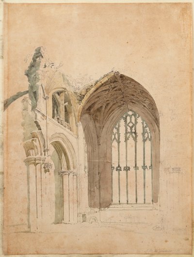 Melrose Abbey: The East Window, ca 1770-talet av Thomas Girtin