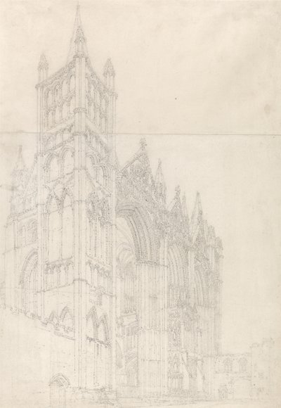 Peterborough Cathedral, Huntingdonshire, ca 1794 (grafit på två sammanfogade pappersark) av Thomas Girtin