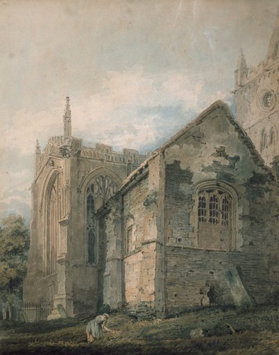 The Ancient Charnel House, Holy Trinity Church, Stratford-upon-Avon (akvarell över markeringar i grafit, berört med vasspennan) av Thomas Girtin