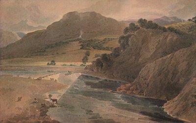 Trappstenarna på Wharfe, ovanför Bolton Abbey, Yorkshire, 1801 av Thomas Girtin