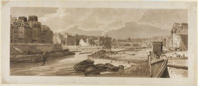Utsikt över staden med Louvren, etc., tagen från Pont Marie, från ett urval av tjugo av de mest pittoreska vyerna i Paris av Thomas Girtin