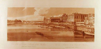 Utsikt över Louvren och Tuileriernas bro från Pont-Neuf av Thomas Girtin