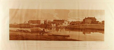 Ansicht des Palastes und Dorfes Choisi am Ufer der Seine av Thomas Girtin